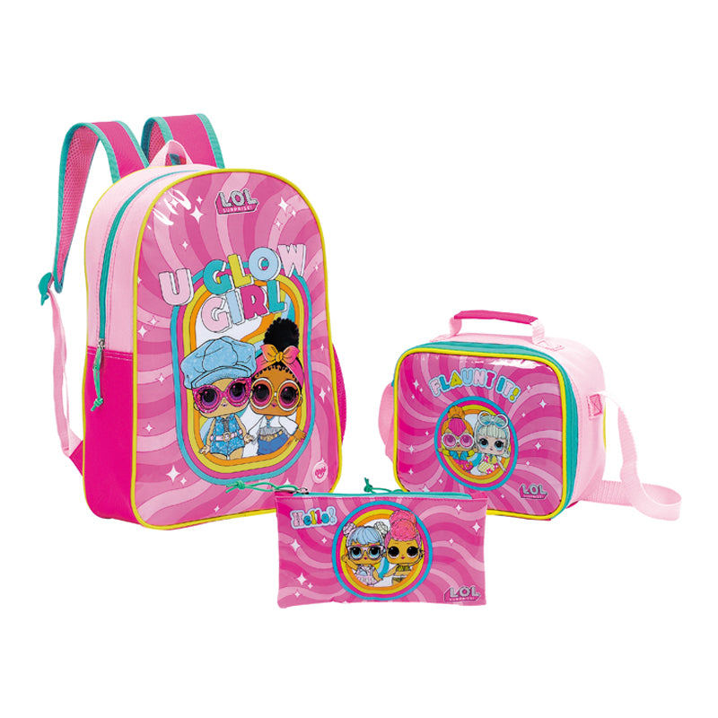 COMBO MOCHILA / MORRAL + LONCHERA + CARTUCHERA LOL